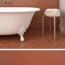 Aelle Carrelage Carrelage sol / mur pose baton rompu chevron uni orange mate STROMBOLI CANYON