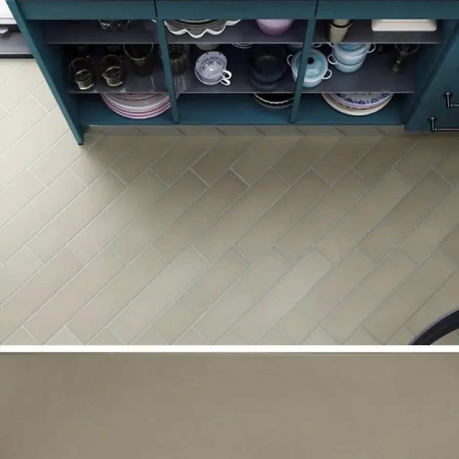 Carrelage sol / mur pose baton rompu chevron uni vert kaki mate STROMBOLI EVERGREEN-Aelle Carrelage Best