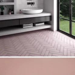 Carrelage sol / mur pose baton rompu chevron uni rose mate STROMBOLI ROSE BREEZE-Aelle Carrelage Hot