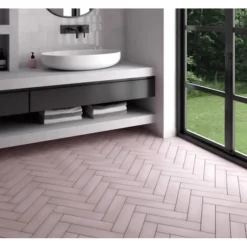 Carrelage sol / mur pose baton rompu chevron uni rose mate STROMBOLI ROSE BREEZE-Aelle Carrelage Hot