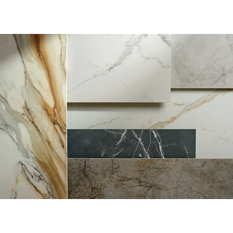 Carrelage sol / mur rectangulaire effet marbre blanc mate 6x24 cm SCULTOREA statuario vena argento miniature J477-Aelle Carrelage Outlet