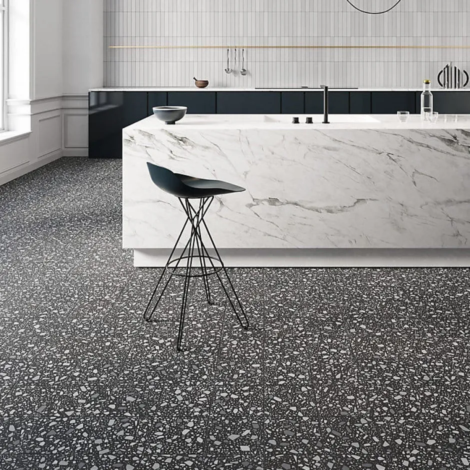 Carrelage sol / mur terrazzo multicouleur 18,6x18,6 cm CONFETTI NERO GRIGIO-Aelle Carrelage New