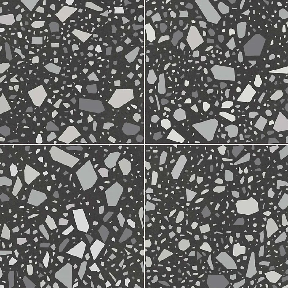 Carrelage sol / mur terrazzo multicouleur 18,6x18,6 cm CONFETTI NERO GRIGIO-Aelle Carrelage New