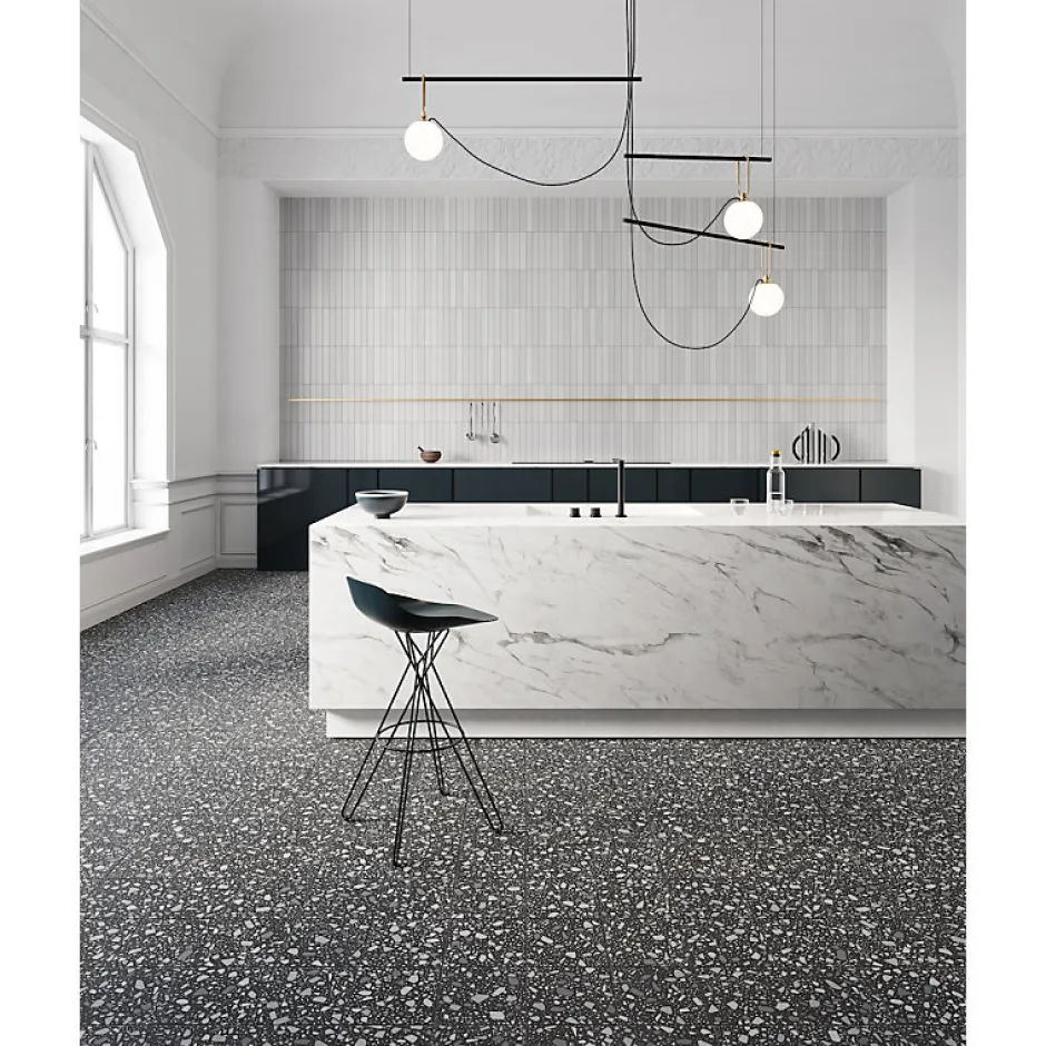 Carrelage sol / mur terrazzo multicouleur 18,6x18,6 cm CONFETTI NERO GRIGIO-Aelle Carrelage New
