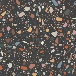 Aelle Carrelage Carrelage sol / mur terrazzo multicouleur 18,6x18,6 cm CONFETTI NERO MULTICOLOR