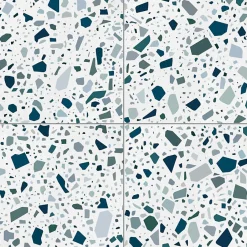 Carrelage sol / mur terrazzo multicouleur 18,6x18,6 cm CONFETTI BIANCO PETROLIO-Aelle Carrelage Hot