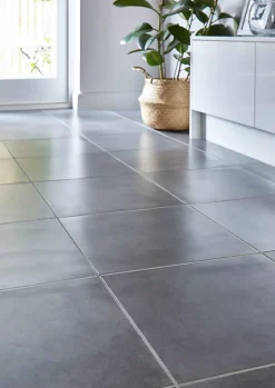 GoodHome Carrelage sol anthracite effet béton L.42,6 x l.42,6 cm x ép.7,4 mm, Konkrete