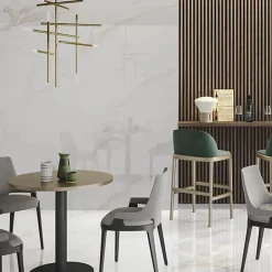 Rentside Carrelage sol blanc brillant poli l.120 x L.60 cm Royal gold