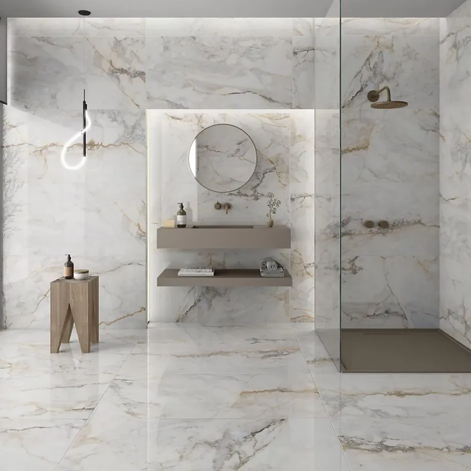 Rentside Carrelage sol blanc brillant poli l.120 x L.60 cm LUANDA