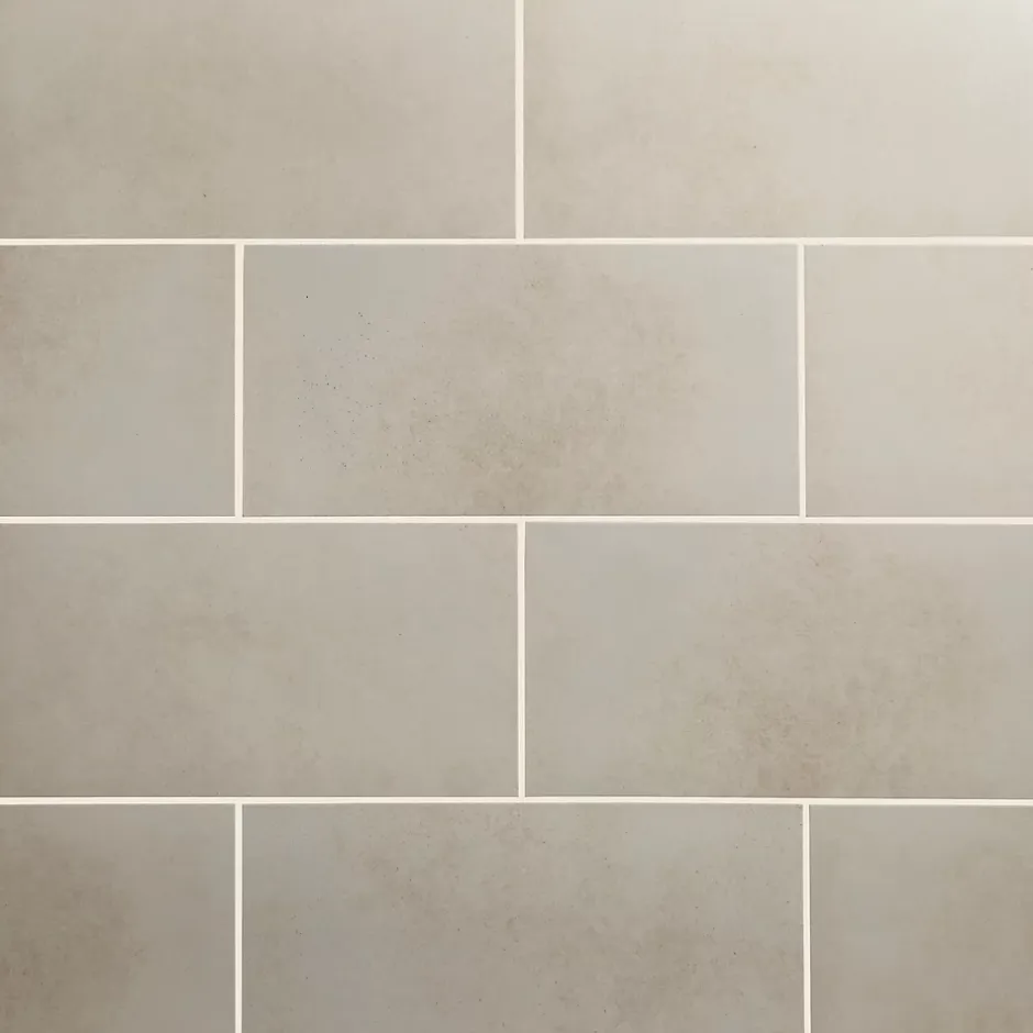 GoodHome Carrelage sol effet béton ivoire L.61,7 x l.30,7 cm x ép.7,4 mm, Konkrete