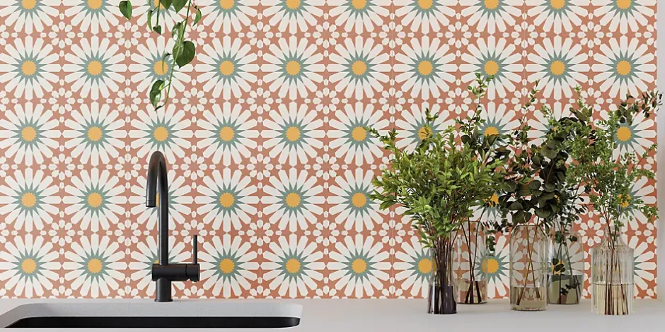 Reflex Boutique Carrelage sol effet carreaux de ciment Vintage Soleil bordeaux 33,15x33,15 cm -