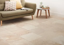 GoodHome Carrelage sol et mur beige 40 x 40 cm Travertino pierre naturelle