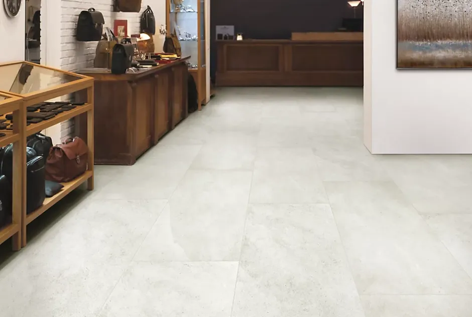 Carrelage sol et mur blanc mat effet pierre L.120 x l.60 cm x ép.9 mm, Limestone