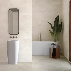 Baldocer Carrelage sol et mur blanc cassé effet béton L.60 x l.60 cm x ép.9.3 mm, Asphalt