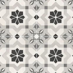 Mykonos Carrelage sol et mur effet carreaux de ciment tons gris L.45 x l.45 cm x ép.9,5 mm, Mediterranea Menorca