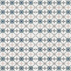 Carrelage sol et mur effet carreaux de ciment tons bleus et beiges L.45 x l.45 cm x ép.9,5 mm, Mediterranea Verona-Mykonos Hot