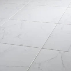 GoodHome Carrelage sol et mur effet marbre blanc brillant L.45 x l.45 cm x ép.9,5 mm, Aruma