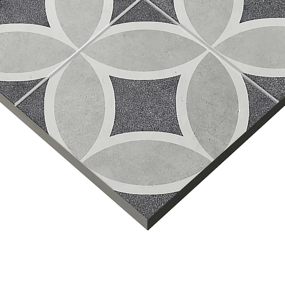 Carrelage sol et mur effet carreaux de ciment tons gris L.45 x l.45 cm x ép.9,5 mm, Mediterranea Toscana-Mykonos Outlet
