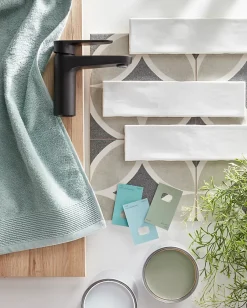 Carrelage sol et mur effet carreaux de ciment tons gris L.45 x l.45 cm x ép.9,5 mm, Mediterranea Toscana-Mykonos Outlet