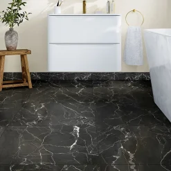 GoodHome Carrelage sol et mur effet marbre anthracite brillant L.60,8 x l.60,8 cm x ép.8,5 mm, Aruma