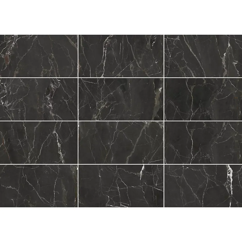 Carrelage sol et mur effet marbre anthracite brillant L.61,3 x l.30,3 cm x ép.9 mm, Aruma-GoodHome Sale