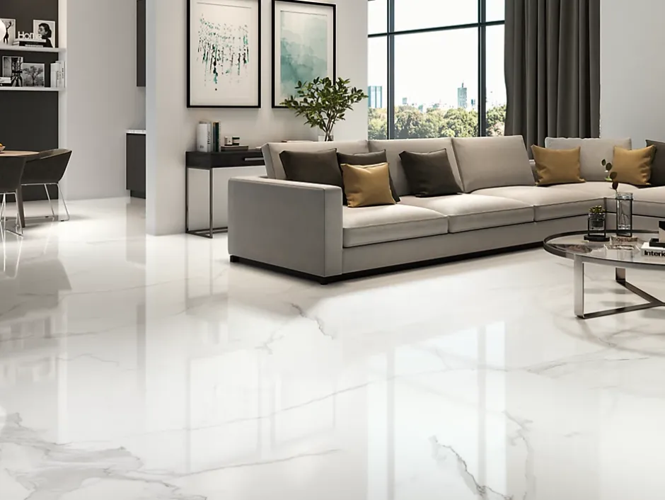 Carrelage sol et mur effet marbre blanc L.120 x l.60 cm x ép.9,4 mm, Pulido- Outlet