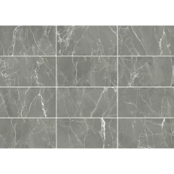 GoodHome Carrelage sol et mur effet marbre gris brillant L.60 x l.30 cm x ép.9 mm, Aruma