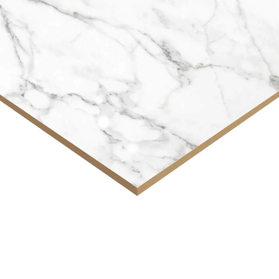 Carrelage sol et mur effet marbre blanc brillant L.60,8 x l.60,8 cm x ép.8,5 mm, Aruma-GoodHome Outlet