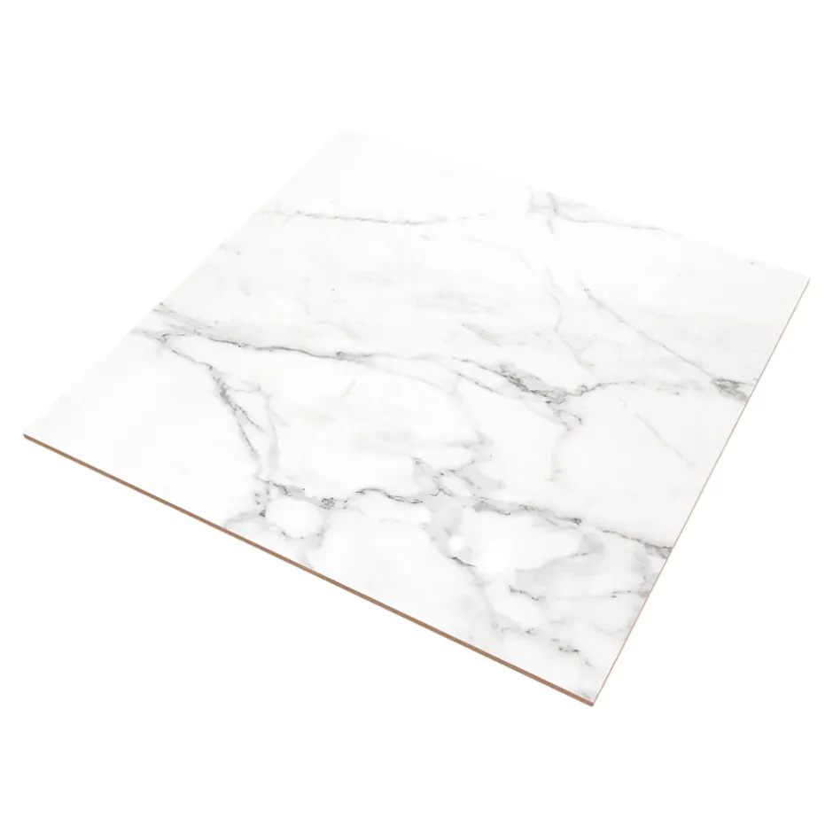 Carrelage sol et mur effet marbre blanc brillant L.60,8 x l.60,8 cm x ép.8,5 mm, Aruma-GoodHome Outlet