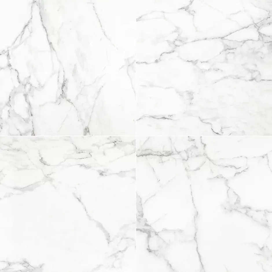 Carrelage sol et mur effet marbre blanc brillant L.60,8 x l.60,8 cm x ép.8,5 mm, Aruma-GoodHome Outlet