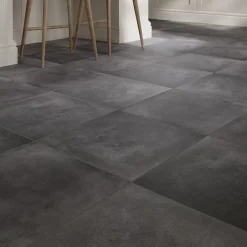 Carrelage sol et mur effet béton anthracite L.61,6 x l.61,6 cm x ép.7,4 mm, Konkrete-GoodHome Hot