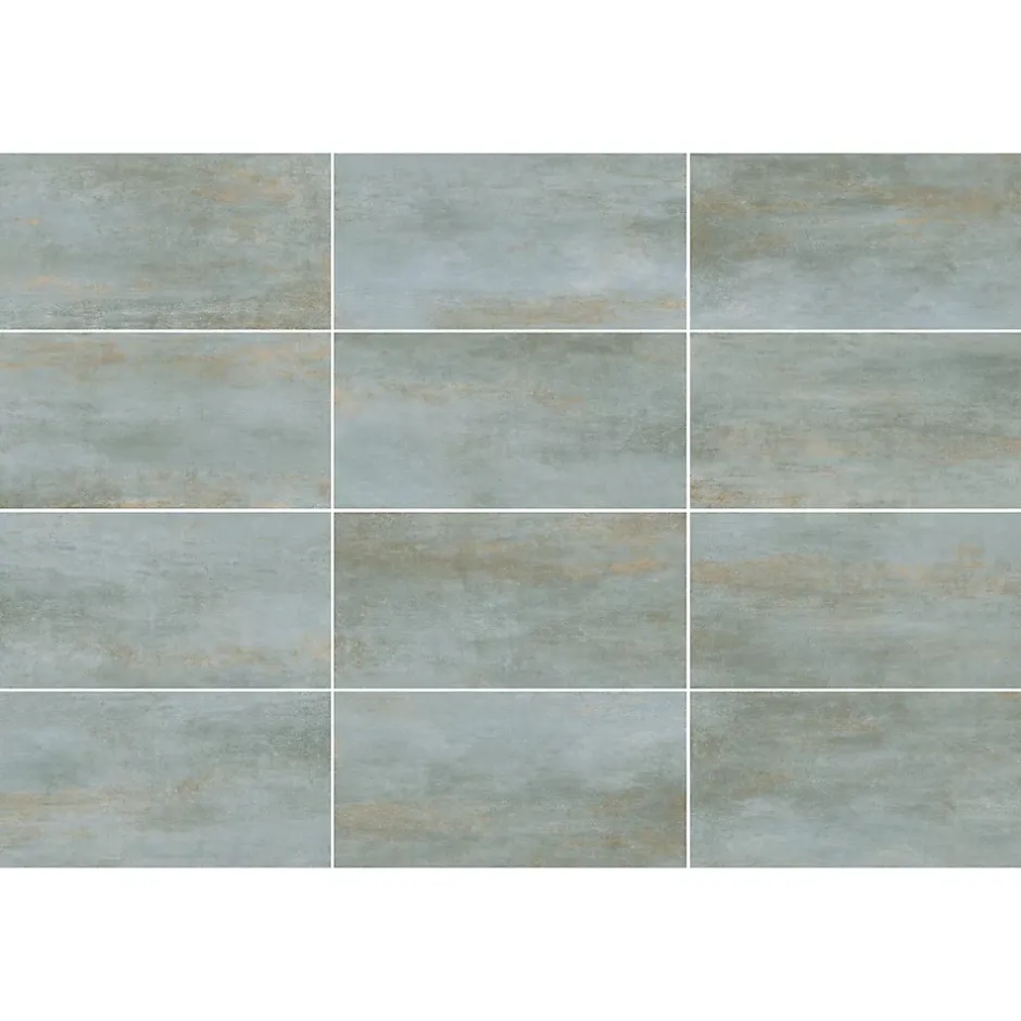 Gresmalt Carrelage sol et mur en grès cérame émaillé effet béton vert sauge mat L.60 x l.30 cm x ép.7,4 mm, Upper