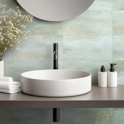 Gresmalt Carrelage sol et mur en grès cérame émaillé effet béton vert sauge mat L.60 x l.30 cm x ép.7,4 mm, Upper