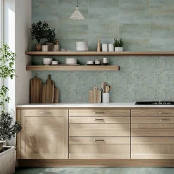 Gresmalt Carrelage sol et mur en grès cérame émaillé effet béton vert sauge mat L.60 x l.30 cm x ép.7,4 mm, Upper