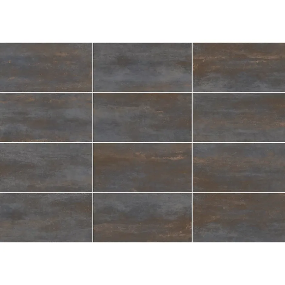 Gresmalt Carrelage sol et mur en grès cérame émaillé effet béton noir mat oxydé L.60 x l.30 cm x ép.7,4 mm, Upper