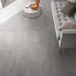 Carrelage sol et mur gris mat effet pierre L.90 x l.90 cm x ép.9 mm, Cemlam