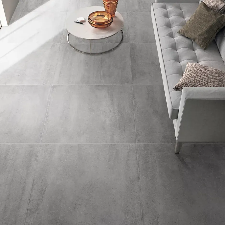 Carrelage sol et mur gris mat effet pierre L.90 x l.90 cm x ép.9 mm, Cemlam