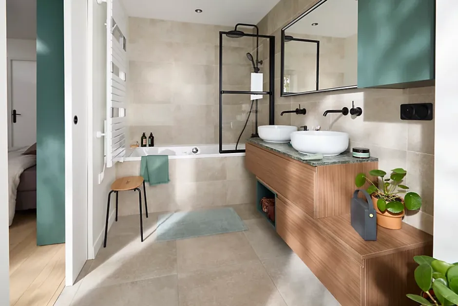 GoodHome Carrelage sol et mur gris clair effet béton L.59,5 x l.29,5 cm x ép.8,7 mm, Arina