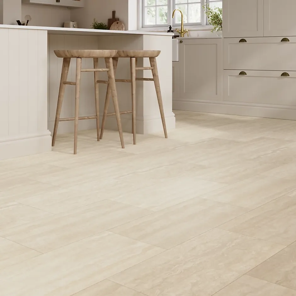 GoodHome Carrelage sol et mur intérieur beige effet pierre L.59,5 x l.29,5 cm x ép.8,7 mm, Kyat