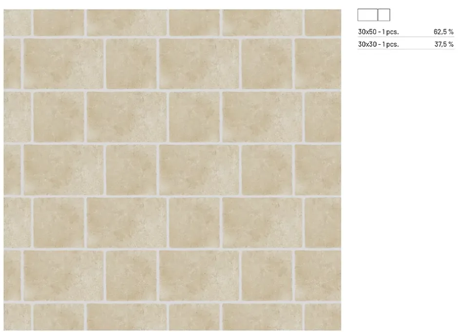 Carrelage sol et mur intérieur en grès cérame émaillé effet pierre ivoire mat L.50 x l.30 cm x ép.9 mm, Sunstone- Sale