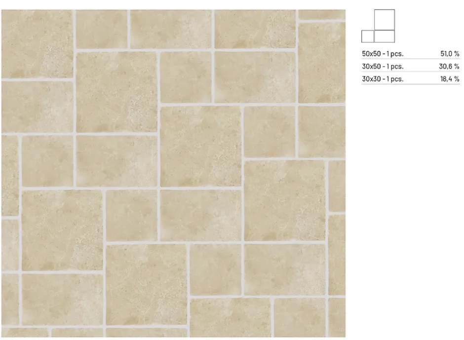 Carrelage sol et mur intérieur en grès cérame émaillé effet pierre ivoire mat L.50 x l.30 cm x ép.9 mm, Sunstone- Sale