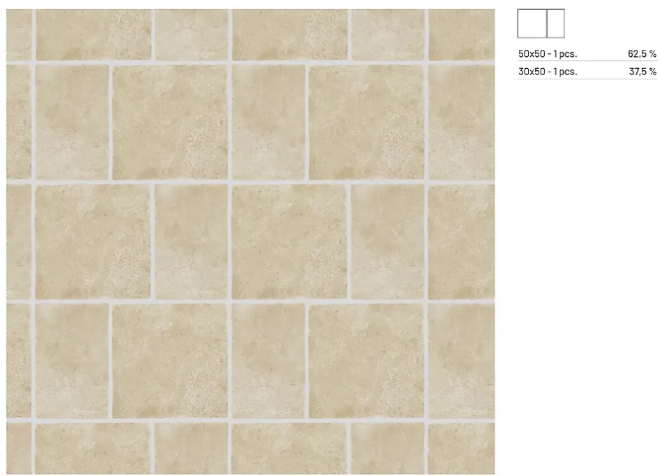 Carrelage sol et mur intérieur en grès cérame émaillé effet pierre ivoire mat L.50 x l.30 cm x ép.9 mm, Sunstone- Sale