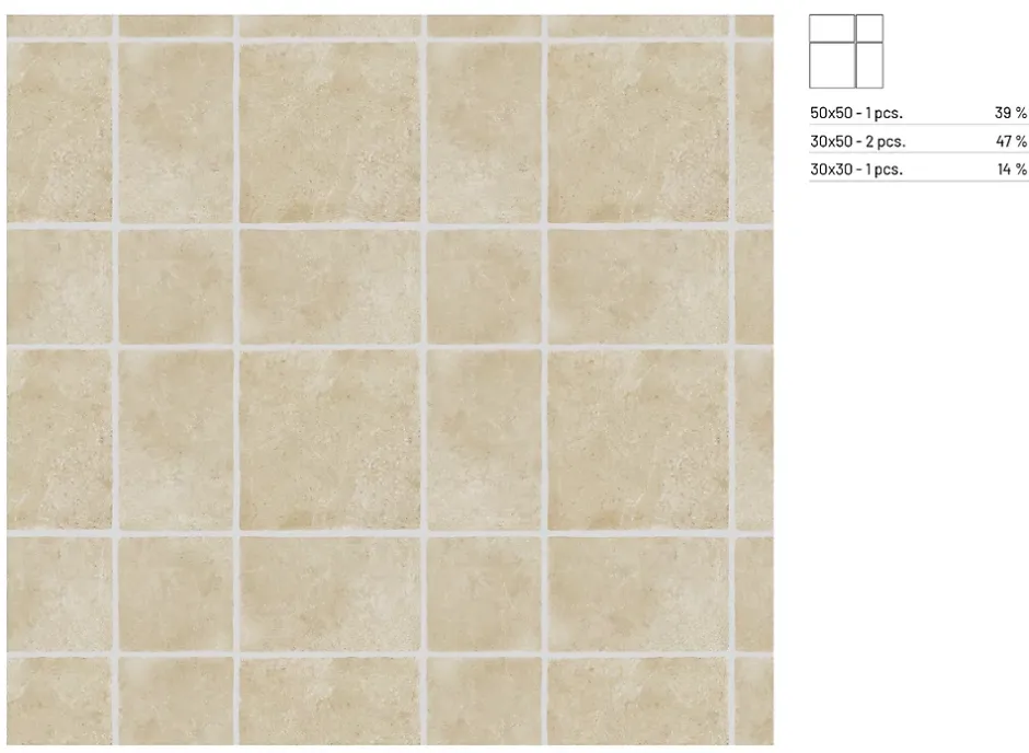 Carrelage sol et mur intérieur en grès cérame émaillé effet pierre ivoire mat L.50 x l.30 cm x ép.9 mm, Sunstone- Sale