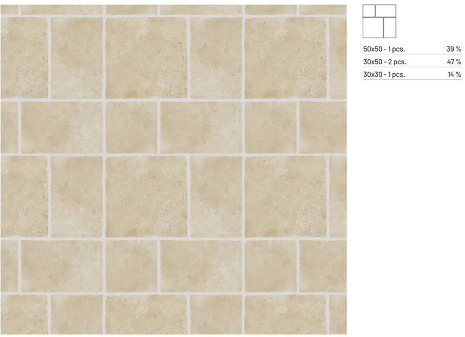 Carrelage sol et mur intérieur en grès cérame émaillé effet pierre ivoire mat L.50 x l.30 cm x ép.9 mm, Sunstone- Sale