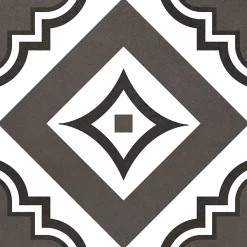 Carrelage sol et mur intérieur effet carreaux de ciment noirs et blancs L.20 x l.20 cm x ép.7,4 mm, Glamour Slate Mix- Outlet