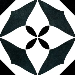 Carrelage sol et mur intérieur effet carreaux de ciment noirs et blancs L.20 x l.20 cm x ép.7,4 mm, Glamour Slate Mix- Outlet