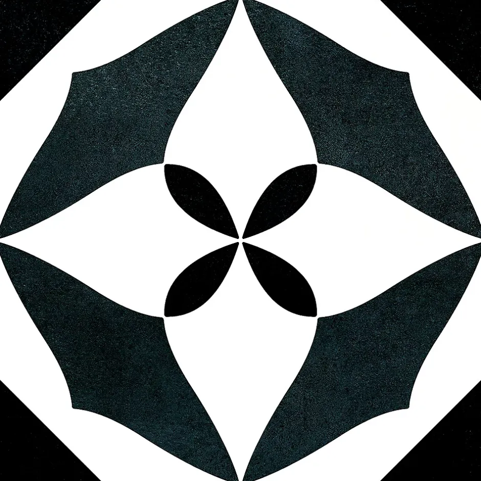 Carrelage sol et mur intérieur effet carreaux de ciment noirs et blancs L.20 x l.20 cm x ép.7,4 mm, Glamour Slate Mix- Outlet