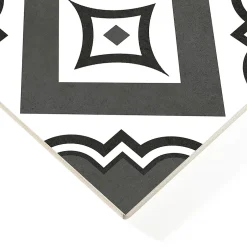 Carrelage sol et mur intérieur effet carreaux de ciment noirs et blancs L.20 x l.20 cm x ép.7,4 mm, Glamour Slate Mix- Outlet