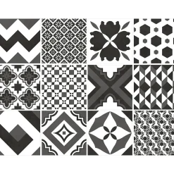 Carrelage sol et mur intérieur effet carreaux de ciment noirs et blancs L.20 x l.20 cm x ép.7,4 mm, Glamour Slate Mix- Outlet