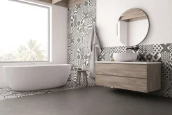 Carrelage sol et mur intérieur effet carreaux de ciment noirs et blancs L.20 x l.20 cm x ép.7,4 mm, Glamour Slate Mix- Outlet